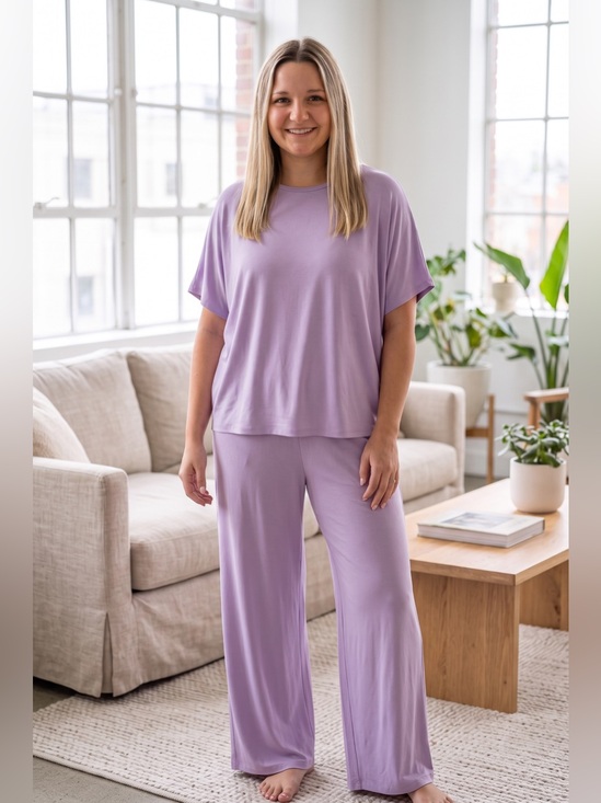 Dear Scarlett Pants - Dear Scarlett Coastal Lilac Plus-Size Lounge Travel Set